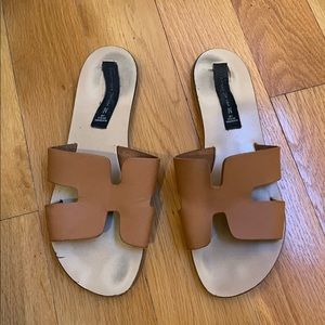 Steve Madden tan slide sandals